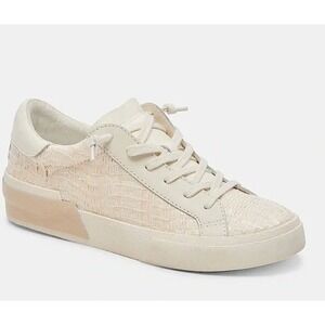 Dolce Vita Boho Woven Straw Leather Trim Sneakers Cream Beige Size 8